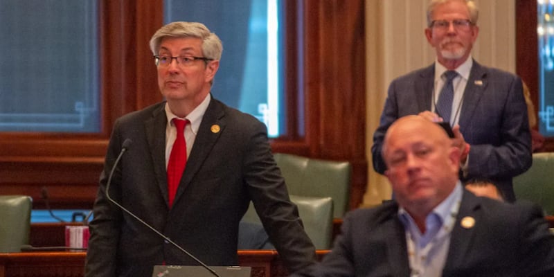 Rep. Dan Ugaste, R-Geneva, debates a bill in the Illinois House on May 21, 2025.