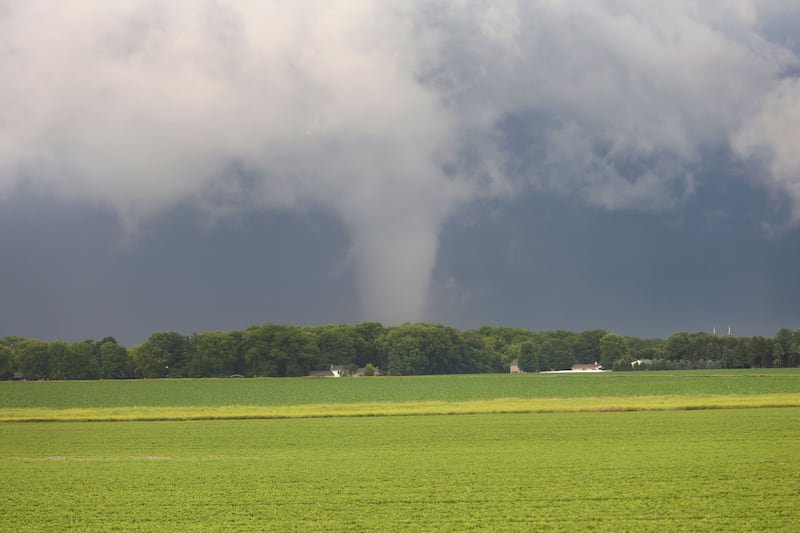 A view of the wedge shaped funnel from the tornado on Thursday, June 11, 2026 in Streator.
