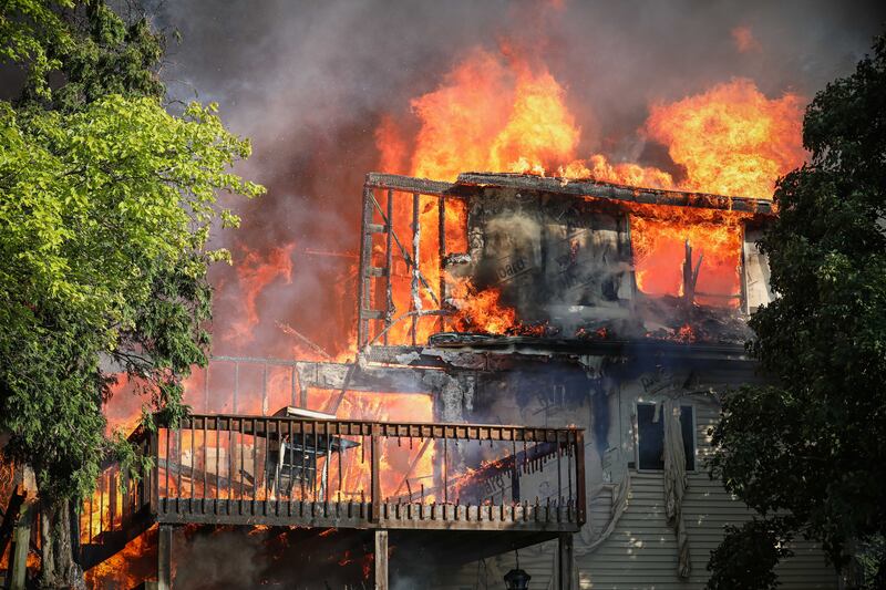 Six dogs remain missing and a home was a total loss after a fire near Woodstock Aug. 8, 2025.