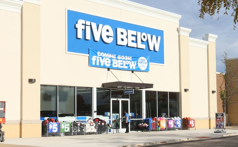 People walk into the Five Below store on Tuesday, Sept. 9, 2025 in Peru. The 10,083 square foot building is starting to take shape. Five Below is a chain of specialty discount stores that prices most of its products at $5 or less with a smaller assortment of products priced up to $25.