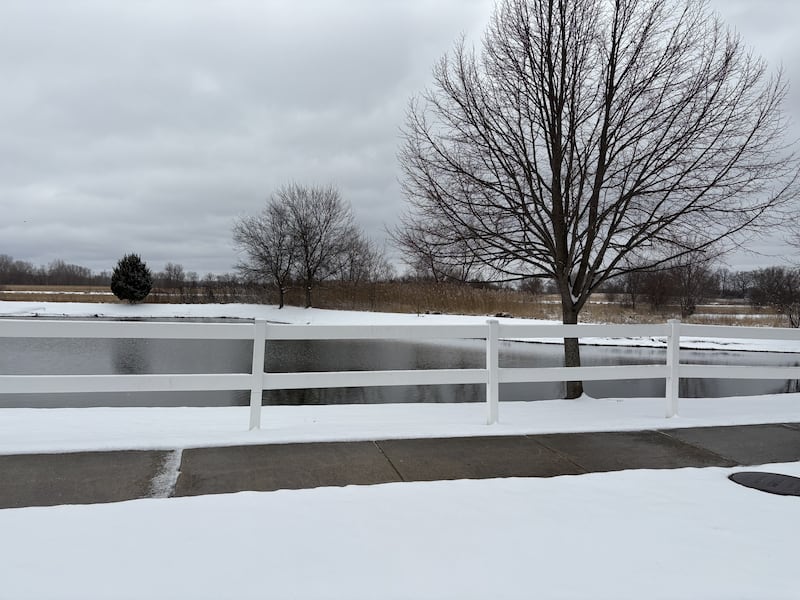 Snow covers the ground on a pond near Lakemoor Sunday. McHenry County got several inches of snow.