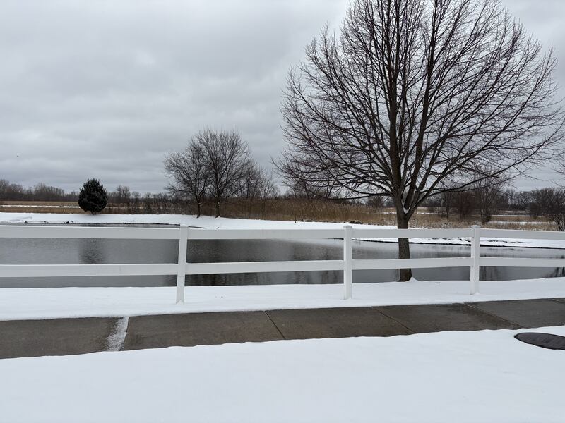 Snow covers the ground on a pond near Lakemoor Sunday. McHenry County got several inches of snow.