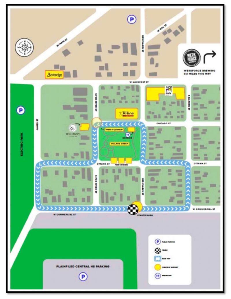 The map for the 2025 Plainfield Commercial Street Criterium Cycling Race which takes place on Saturday, Aug. 23.