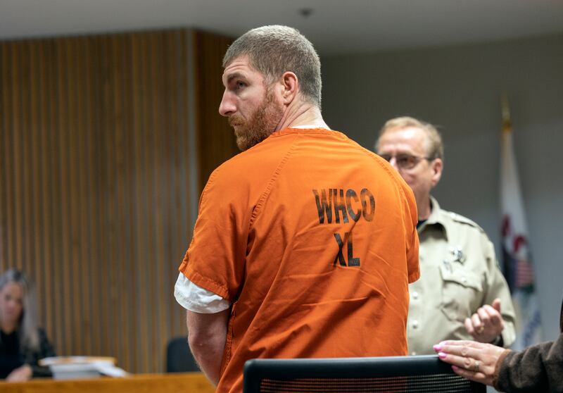 Kyle Cooper looks back after being sentenced to 20 years in prison Thursday, May 22, 2025, after pleading guilty to second-degree murder for the Feb. 14 stabbing death of Daniel J. Gordon of Rock Falls.