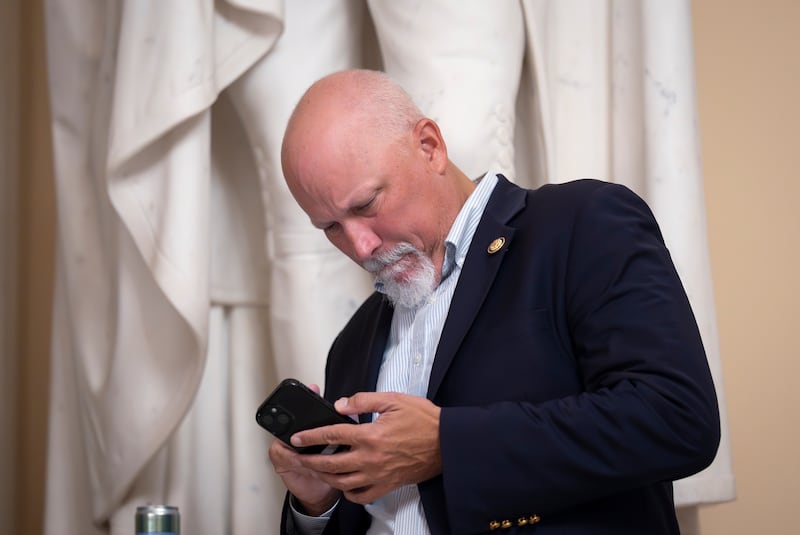 Rep. Chip Roy, R-Texas, a member of the conservative House Freedom Caucus, pauses before a TV news interviews at the Capitol in Washington, Thursday, July 17, 2025. (AP Photo/J. Scott Applewhite)