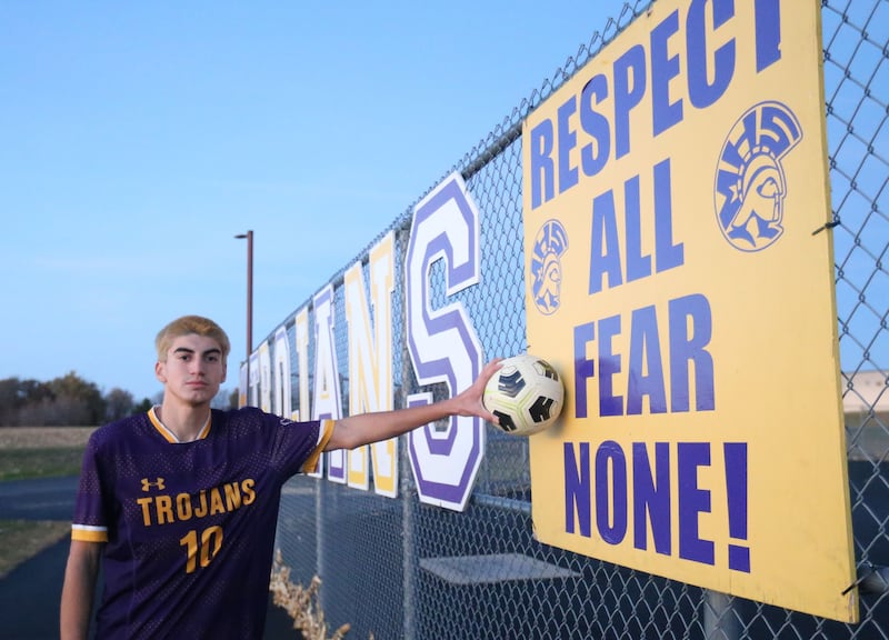 Mendota's Johan Cortez poses for a photo on Wednesday, Nov. 12, 2025 at Mendota High School. Cortez is the 2025 NewsTribune boys soccer player of the year.
