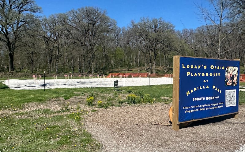The aera of Logan's Oasis playground on  Monday, April 20, 2026 at Marilla Park in Streator. The playground has been in the works for almost two years. The project is spearheaded by Melissa Crank and family members in memory of her late son, Logan Crank.