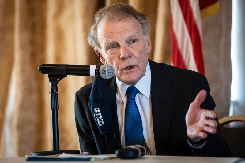 FILE - Illinois' former Speaker of the House Michael Madigan speaks during a committee hearing Thursday, Feb. 25, 2021, in Chicago.
