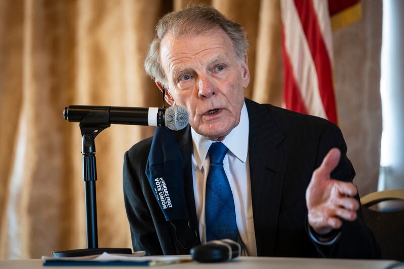 FILE - Illinois' former Speaker of the House Michael Madigan speaks during a committee hearing Thursday, Feb. 25, 2021, in Chicago.