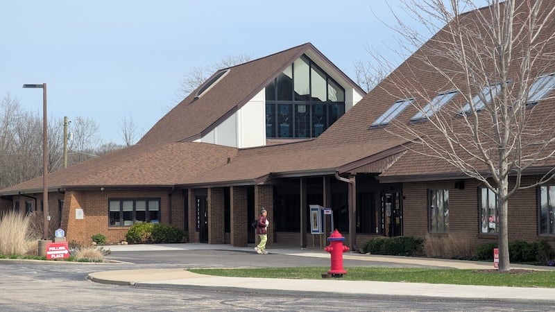 A person walks inside Messiah Lutheran Church in Joliet, on Tuesday, April 1, 2025. Messiah Lutheran Church served as a polling place on Tuesday.