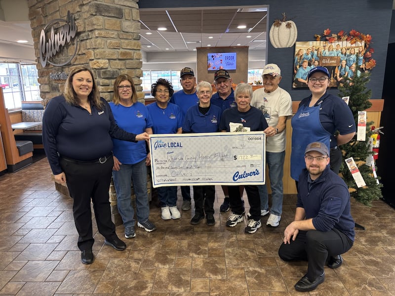 From the support of the community on the Veteran’s Day share event, Culver’s of Rock Falls donated over $1,700 to the local Whiteside County Honor Flight to support their next flight to Washington, D.C.