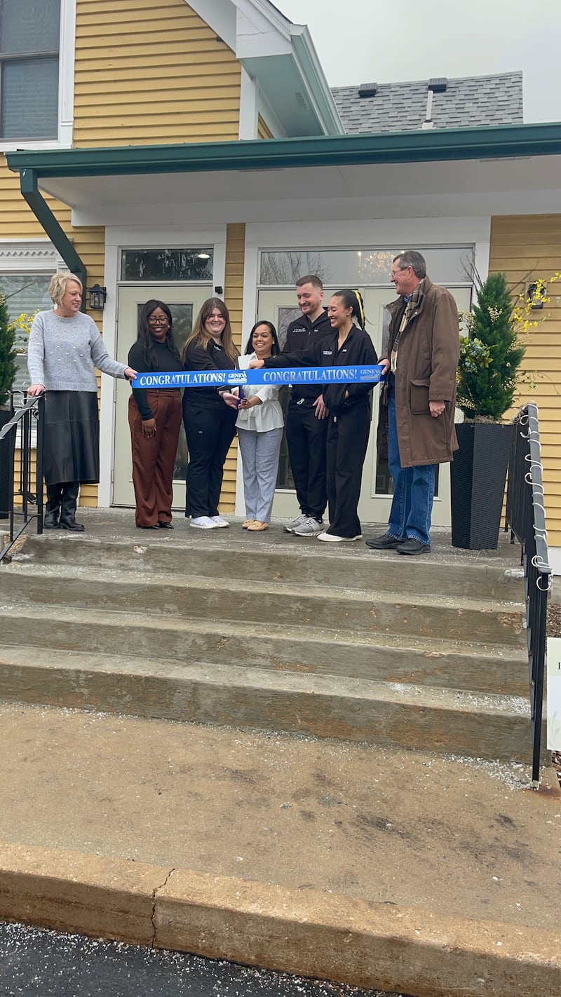 The Geneva Chamber of Commerce celebrating the grand opening of Fox Valley Dental Spa