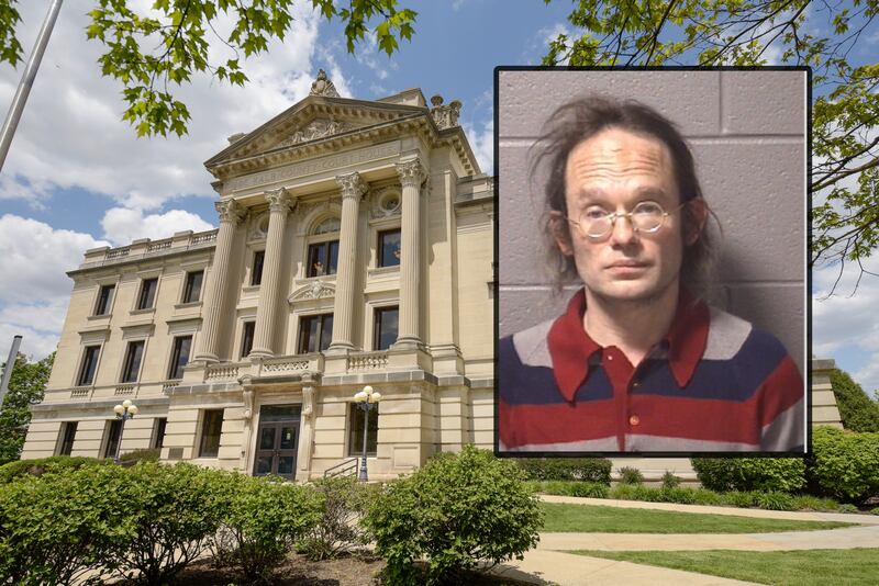 Curtis D. Fisher, 42, of DeKalb, was charged April 30, 2025, with 15 counts of dissemination of materials depicting child sexual abuse, according to DeKalb County court records. (Inset photo provided by DeKalb County Jail)