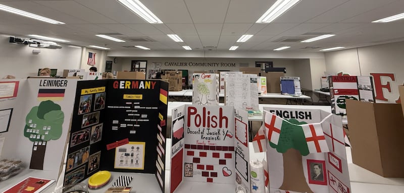 Student presentations in the Cavalier Community Room at LPTHS for the Sophomore Honors Culture Fair.
