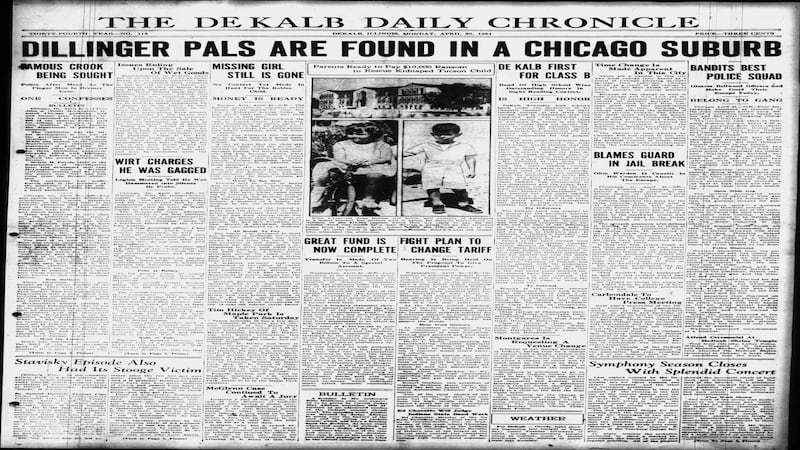 Historical covers for April 30: Dillinger pals are found in a Chicago suburb