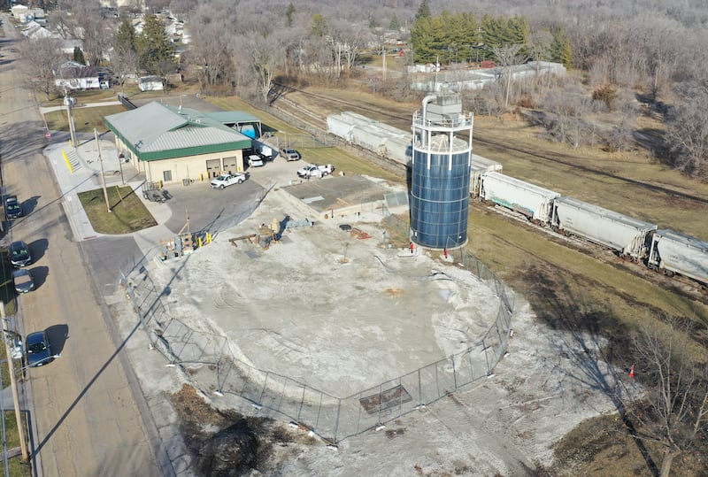 An aerial view of the La Salle Water Treatment Plant on Monday, Jan. 5, 2026 in La Salle. The City of La Salle held a public hearing reguarding replacement of old and undersized mater mains with new 8-inch water mains. The locations include 1st Street between Creve Coeur Street and Gooding Street, 7th Street between Sterling Street and Todd Street, and Rockwell Road between the Illinois Cement Plant and 508th Road. See attached map for project locations.