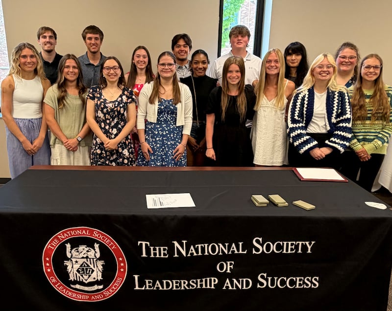 Front row (left to right): Elaina Wadzinski, Cameron Halbur, Delaney Hefke, Miranda Rieken, Starr Bradley, Kendall Medinger, Kyra Cordes, Alison Egger and Elizabeth Daleske. Back row (left to right): Logan McDole, Maison Brandt, Madison DeBruin, George Monreal, Liam Mistlebauer, Sylvia Masumura and Emilie Bates.