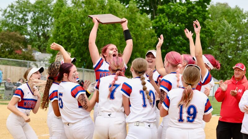 Morrison celebrates Saturday's regional championship at Princeton. The Fillies beat Princeton 9-0 to advance to the Class 2A Woodstock Marian Sectional on Wednesday.