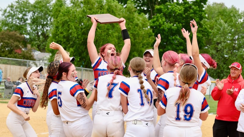 Morrison celebrates Saturday's regional championship at Princeton. The Fillies beat Princeton 9-0 to advance to the Class 2A Woodstock Marian Sectional on Wednesday.