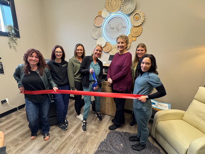 Diamond Mayor Terry Kernc, the Drip Drop Aesthetics Team and the Grundy County Chamber celebrated their new second location in Diamond with a ribbon cutting April 4.