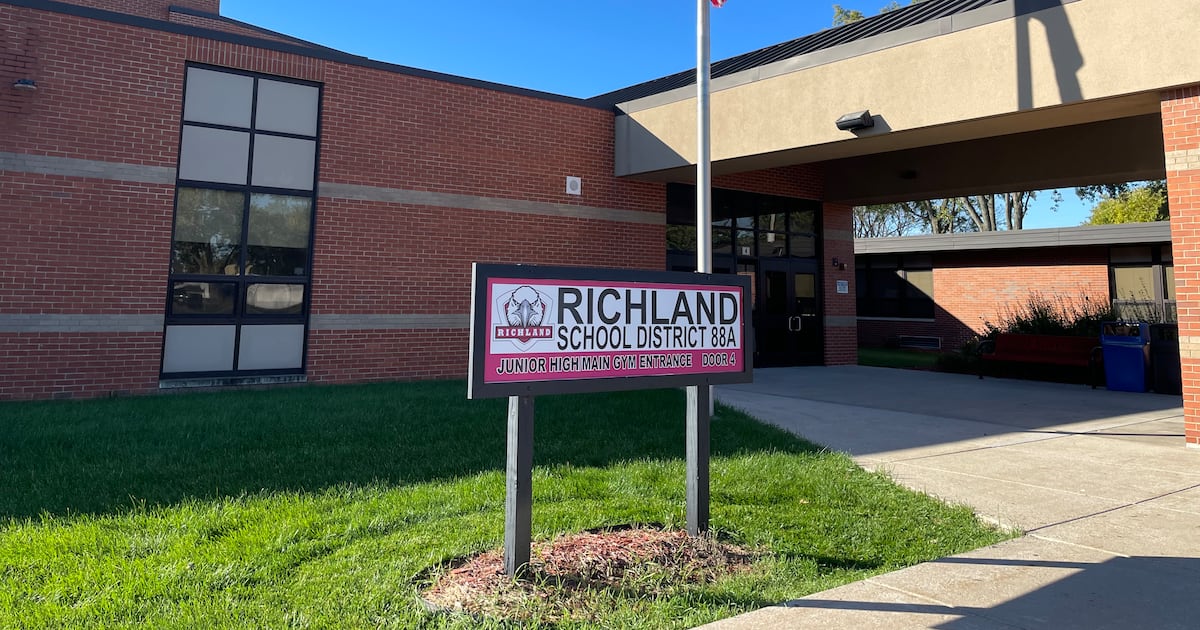 Entrance to Richland Junior High School, 1919 Caton Farm Road, in Crest Hill. Richland Elementary School is located on the same campus.