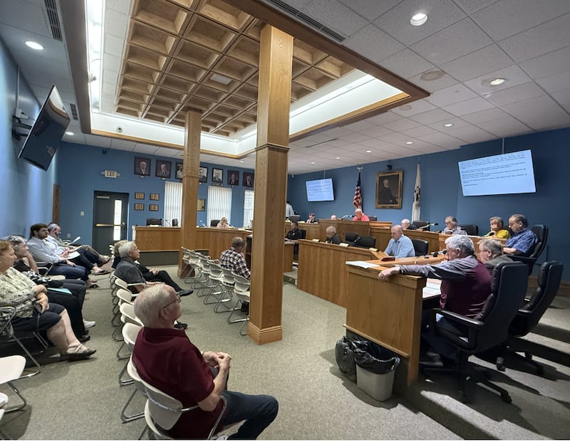Members of the La Salle City Council discussing the possibility of amending the new ordinance on non-highway motor vehicle certification at its Monday, April 13 meeting.