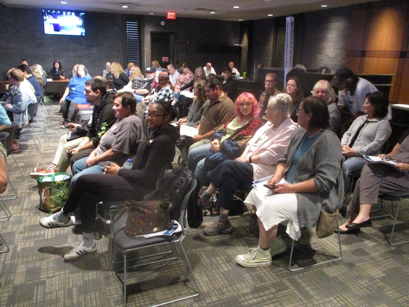 People concerned about the future of the Billie Limacher Bicentennial Park Theatre filled the Joliet City Council chambers on Tuesday. Oct. 7, 2025