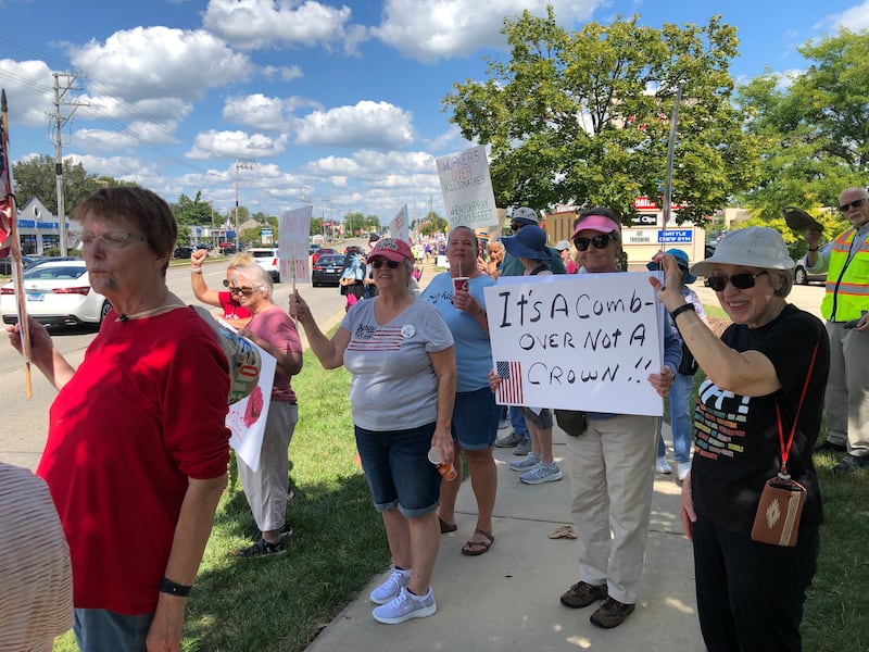 More than 600 people lined Richmond Road on McHenry's north side on Monday, Sept. 1, 2025, as part of the Workers Over Billionaires protest, promoted by Indivisible McHenry County.