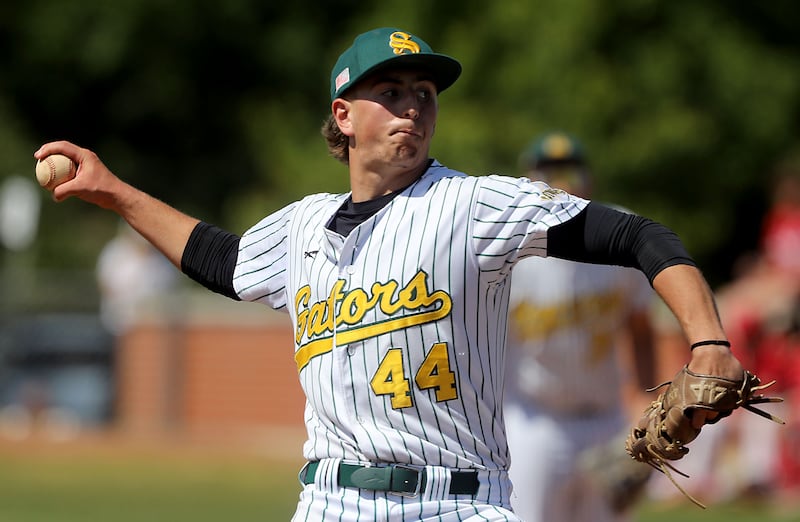 Crystal Lake South's Michael Silvius throws pitch during the IHSA Class 3A Grayslake Central Sectional semifinal baseball game against Deerfield on Wednesday, June 3, 2026, at Grayslake Central High School.