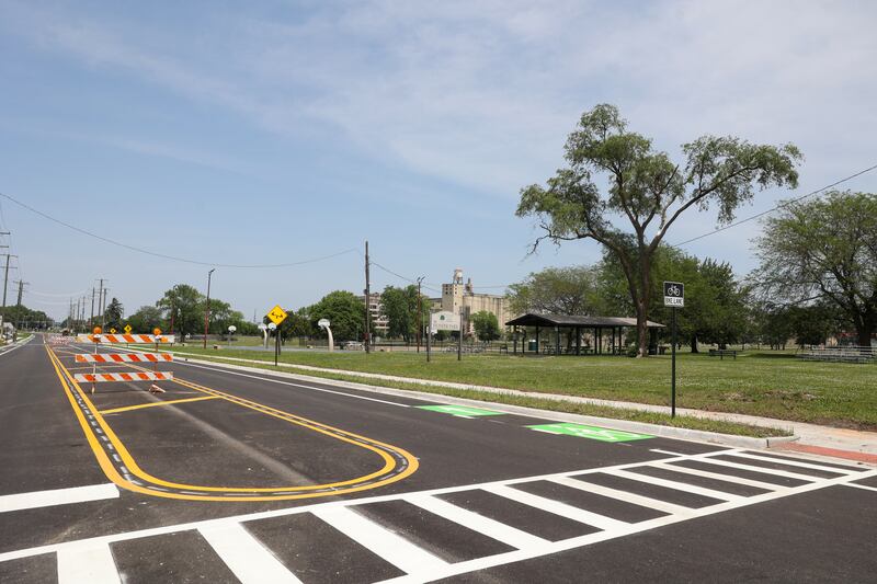 Hobbie Avenue nears completion in front of Pioneer Park in Kankakee. The long-awaited reopening of the road will occur following the Juneteenth Parade on Saturday, June 21, 2025.