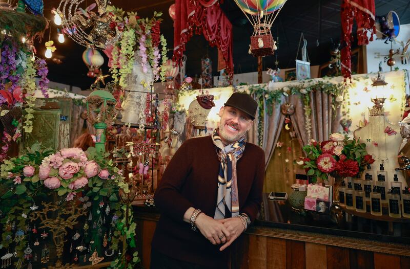 Michael Perich owner of The Gnome Colony Wednesday, Oct. 29, 2025 in Glen Ellyn describes his store as "full of love, whimsy and wishes."