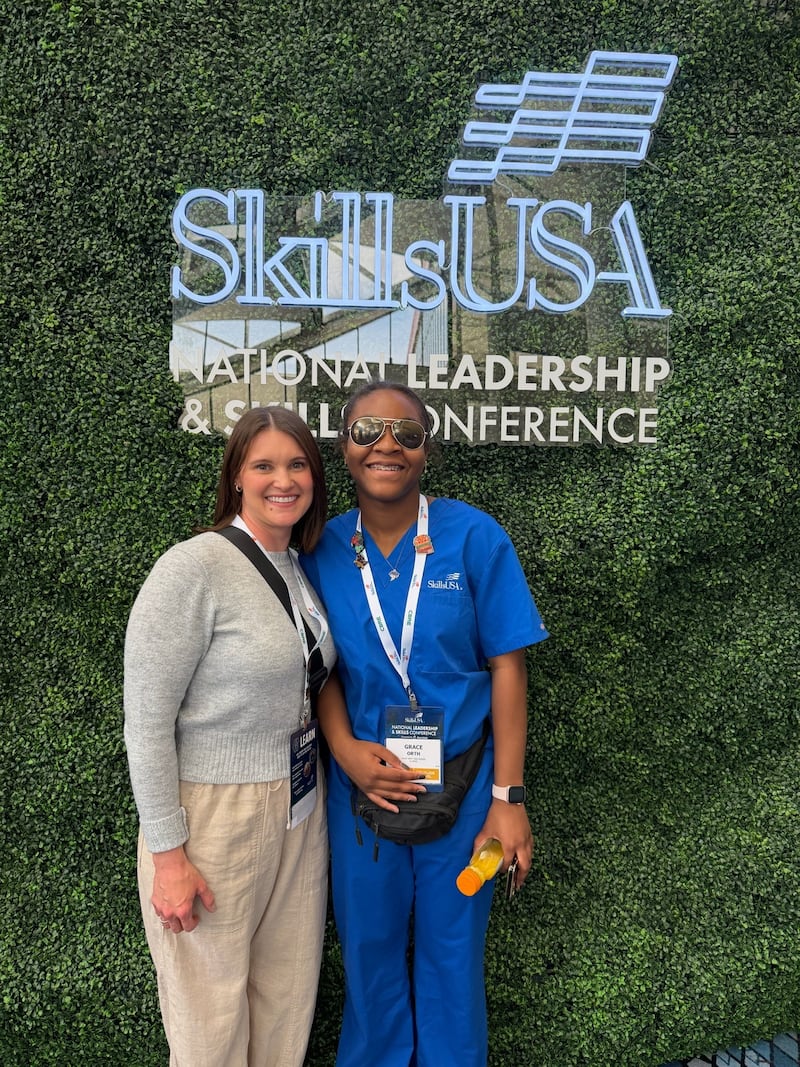 Recent Joliet West High School graduate Grace Orth (right) represented Illinois at the SkillsUSA National Conference from June 1-5, 2026, in Atlanta