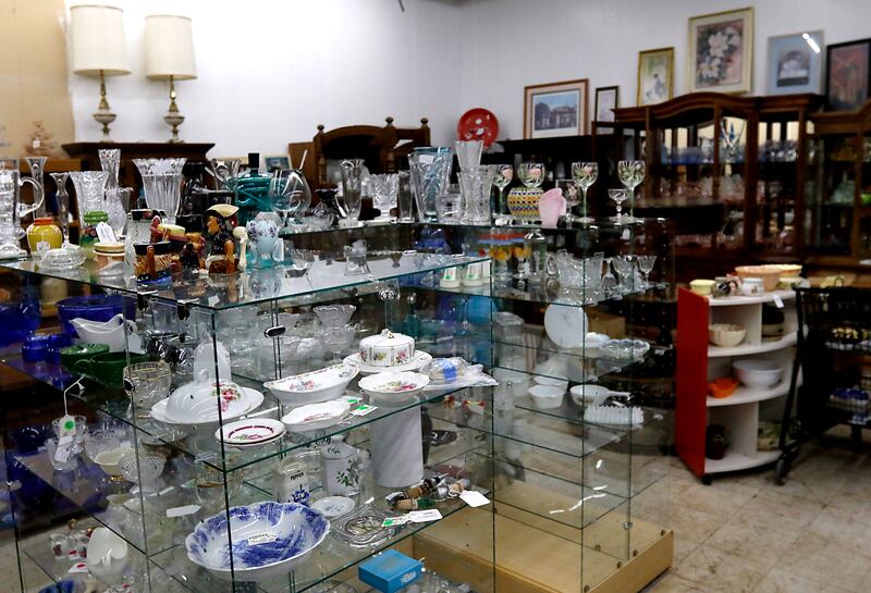 Items are for sale in Q'Tiques in McHenry on Tuesday, March 4, 2025, for this weekend's Shop Hop. Over 300-plus vintage and antique shops are participating in Shop Hop in Wisconsin and Illinois.