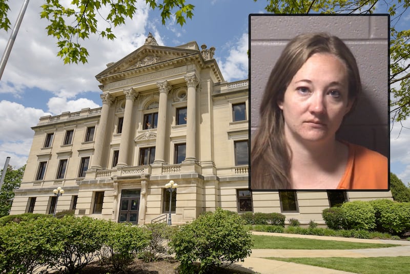 Monica N. Bussanmas, 35, was charged May 21, 2025, with three felony counts of aggravated battery, two counts of misdemeanor battery and one count of misdemeanor unlawful possession of a weapon in connection to a May 20 knife attack that injured an Elgin man, according to DeKalb County court records. (Inset photo provided by DeKalb County Jail)