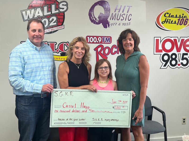 Matt Rundio (S.G.K.R), Carrol Happ (teacher from Northview), Sara McDonald (principle), and Isla Stewart (student)