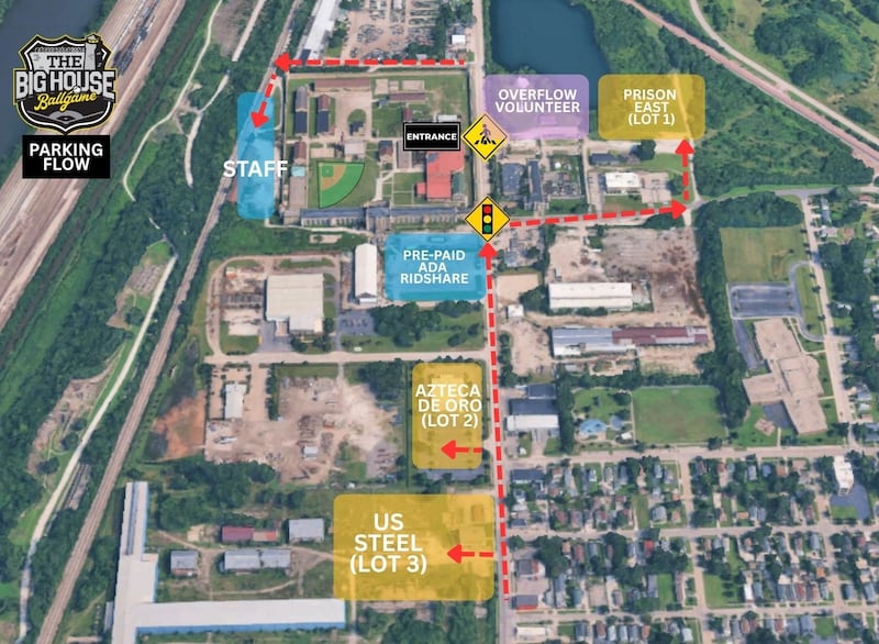 Details on where to park and traffic flow around the Joliet Slammers exhibition game at Old Joliet Prison  at 3:05 p.m. Thursday.