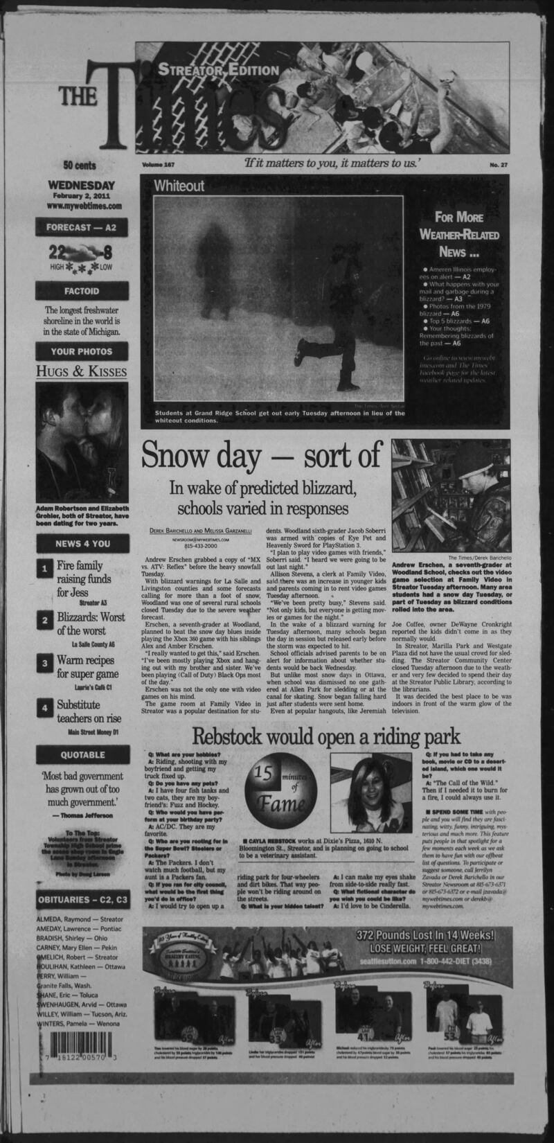 The cover of The Times for Feb. 2, 2011