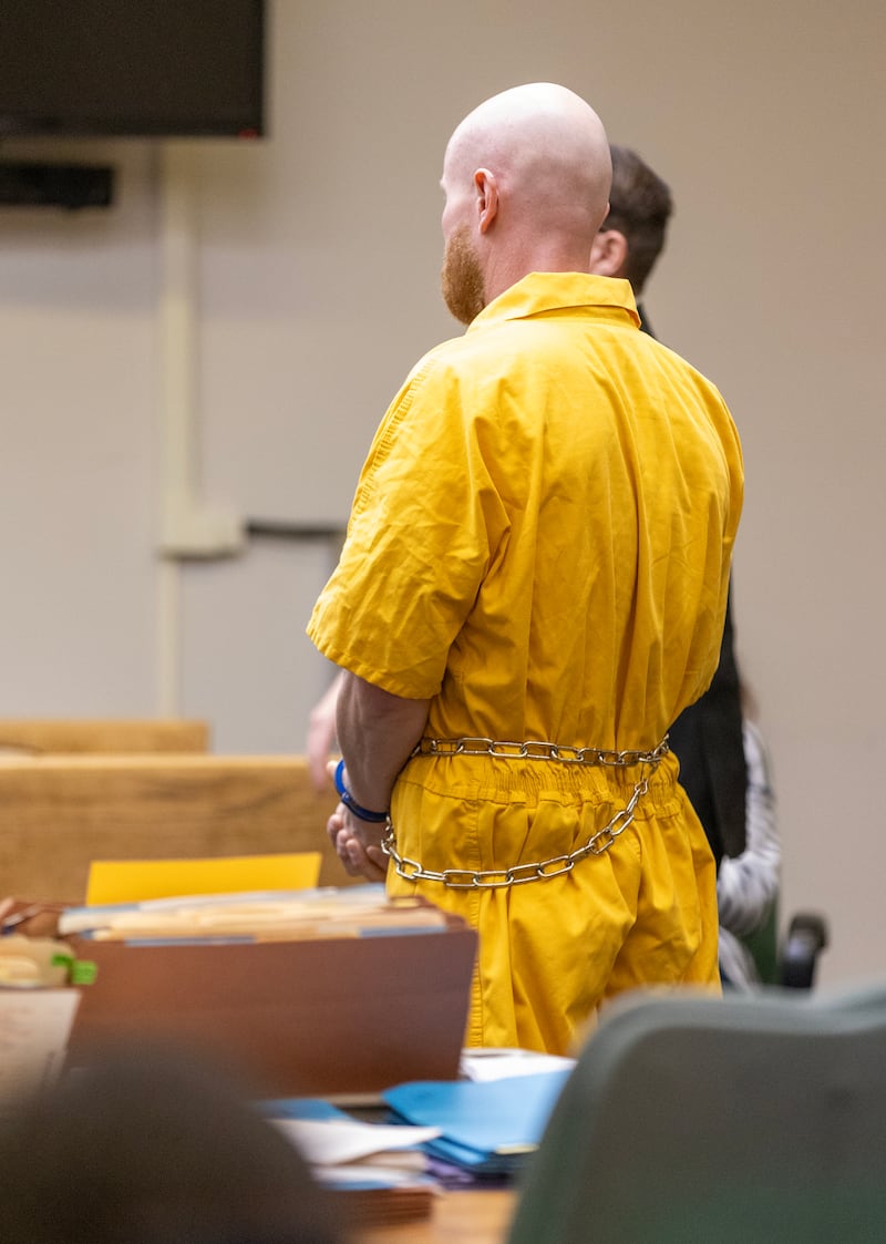Joshua Casey stands before Chief Judge H. Chris Ryan on Thursday, March 20, 2025, in an Ottawa courtroom.