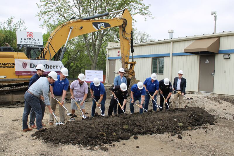 Elburn officials break ground on the site of the new Village Hall and Police Station on May 13, 2025. The project is expected to be completed April 2026.