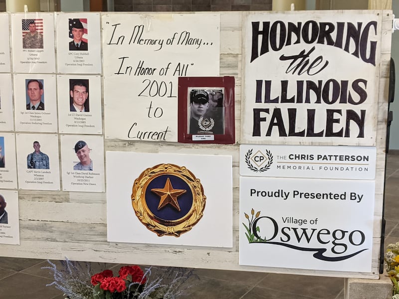 In partnership with Oswego Honors Veterans, the village of Oswego will host the Illinois Fallen Wall, a tribute honoring the memory of Illinois military service members who have been killed in action since Sept. 11, 2001.
The wall will be on public display in the lobby of Oswego Village Hall, 100 Parkers Mill, through June 6.