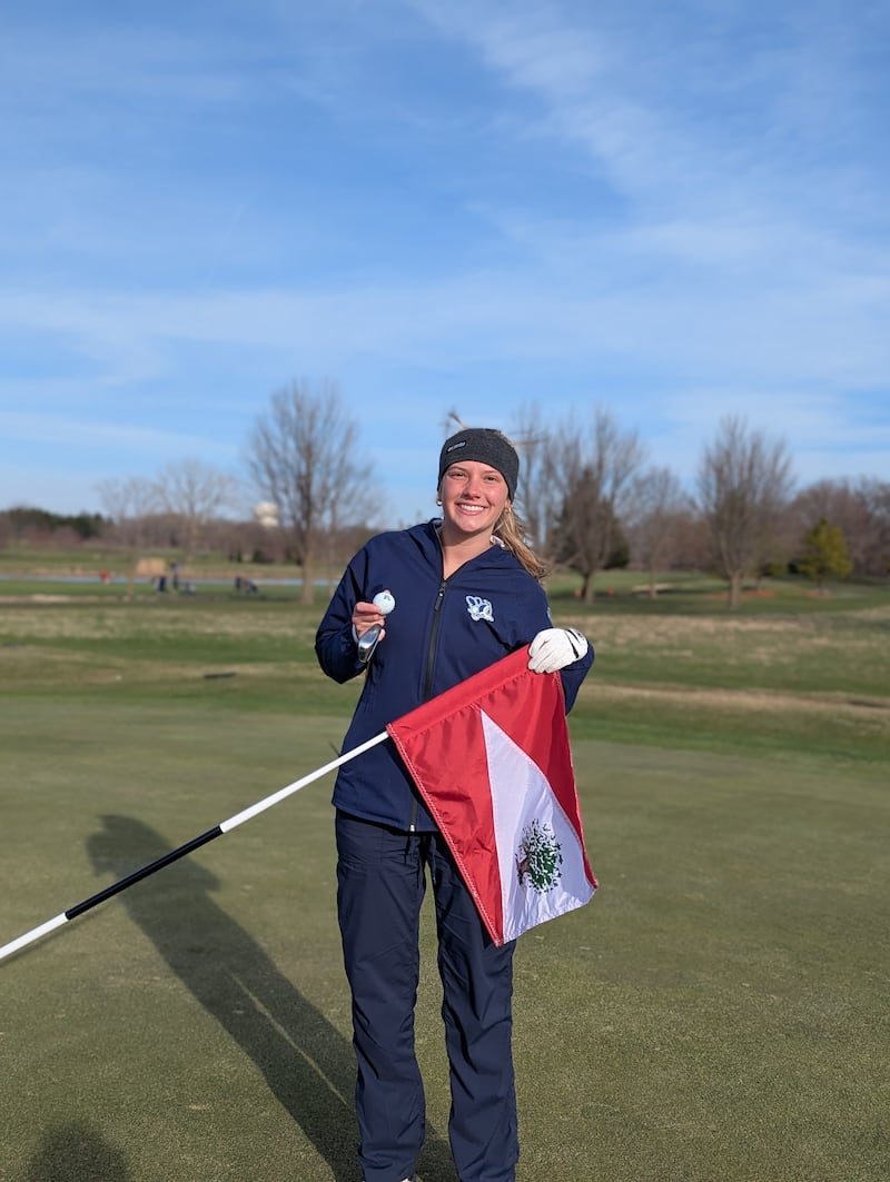 Newman graduate and St. Ambrose University sophomore Ellie Rude aced the 147-yard 13th hole at Randall Oaks Country Club in West Dundee, Ill., on Tuesday, April 7.