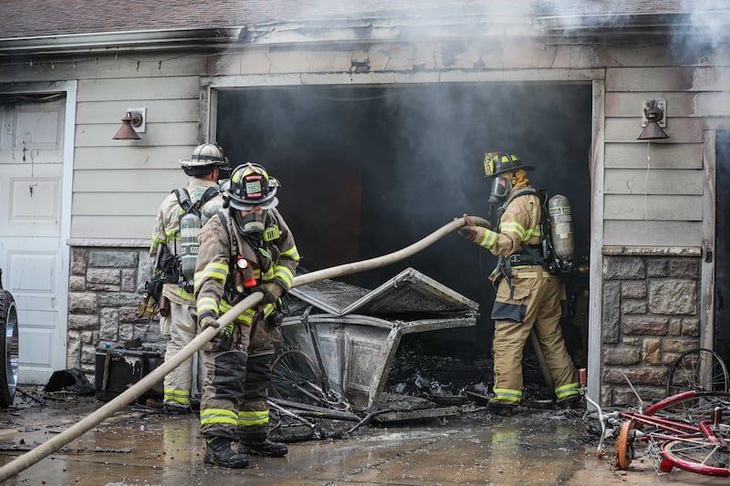 The Marengo Fire & Rescue Districts contain a fire within 20 minutes that broke out in an attached garage of home on Aug. 22, 2025 near Marengo.