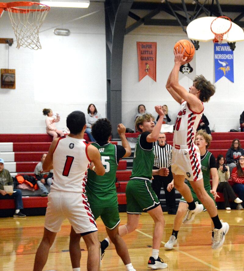 LaMoille's Conner Deering shoots against Wethersfield in Tuesday's game in the LaMoille Holiday Classic.