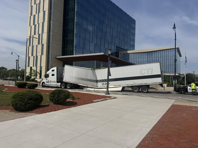 Southbound Ottawa Street in downtown Joliet is closed at Jefferson Street on Saturday, May 30, 2026, due to a damaged semi truck.