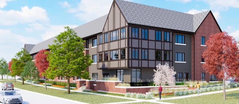 A rendering shows plans for an affordable housing development in Glen Ellyn at Exmoor and Taft avenues