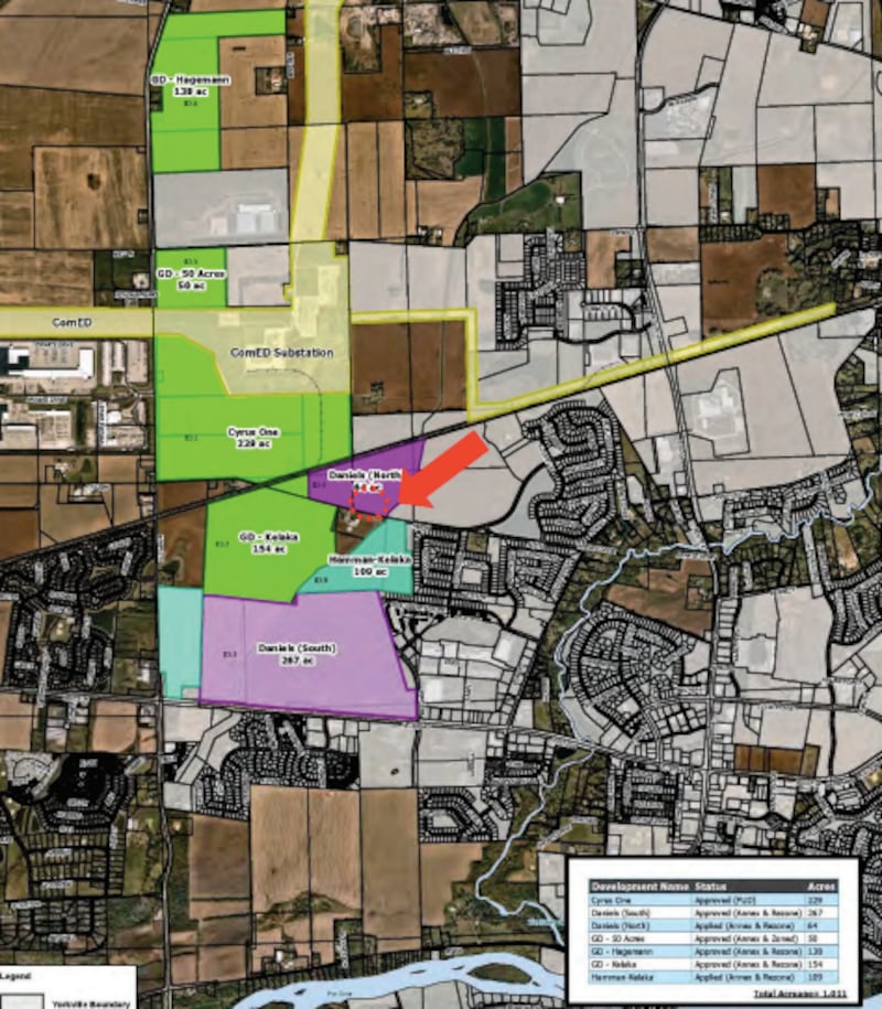Along the Eldamain Road and Route 34 corridor in Yorkville,  seven data center projects stretch across 1,011 acres down this new manufacturing highway.