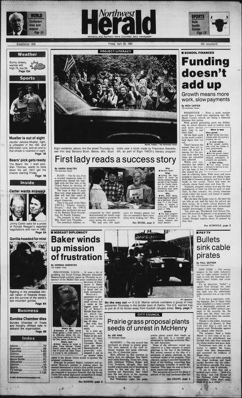 Northwest Herald cover for April 26, 1991