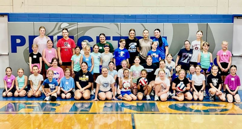 There were 32 campers in the elementary session (grades 3-5) of the 2025 Princeton Tigresses Volleyball Camp.