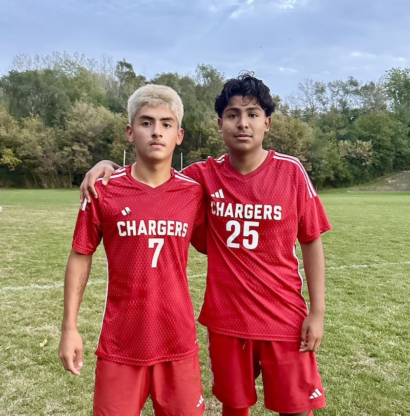 Dundee-Crown's Hugo Arista (left) and Cesar Sosa (right) scored goals during the team's 2-1 victory against Burlington Central on Tuesday evening.