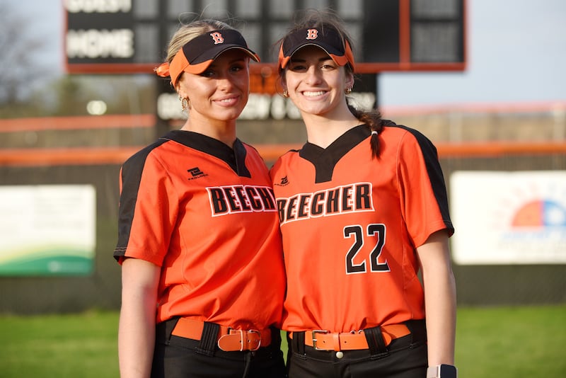 Beecher pitchers Ava Lorenzatti, left, and Taylor Norkus.